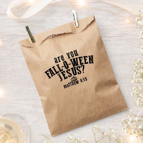 Are You Fall-O-Ween Jesus Christian Halloween Fall Ministering Handout, Falloween Jesus Trunk Or Treat, Christian Goodie Bag Ideas, Lds Halloween Ward Party, Fall Giveaway Ideas, Christian Harvest Party, Fall Goodie Bags, Church Fall Festival Ideas, Christian Halloween Ideas