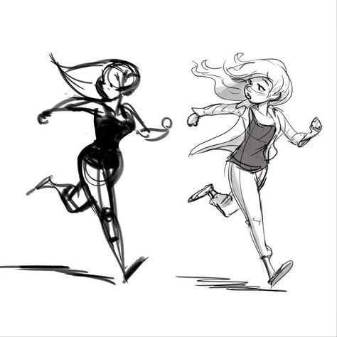 Here’s a glimpse of how many of my photoshop... Drawing Movement, Ako Kresliť, Running Drawing, Running Illustration, Running Cartoon, Running Pose, Running Art, Character Design Cartoon, Cartoon Girls