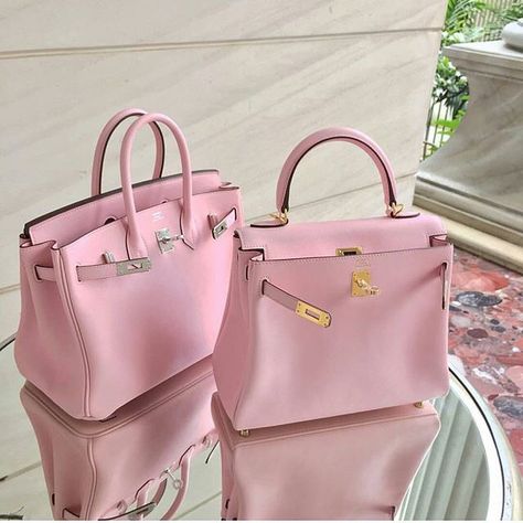 Rose Sakura Birkin and Kelly... Hermes Rose Sakura, Rose Sakura Birkin, Pink Kelly Bag, Pink Birkin Bag, Pink Birkin, Sac Hermes Kelly, Pink Purses, Pink Kelly, Birkin Kelly