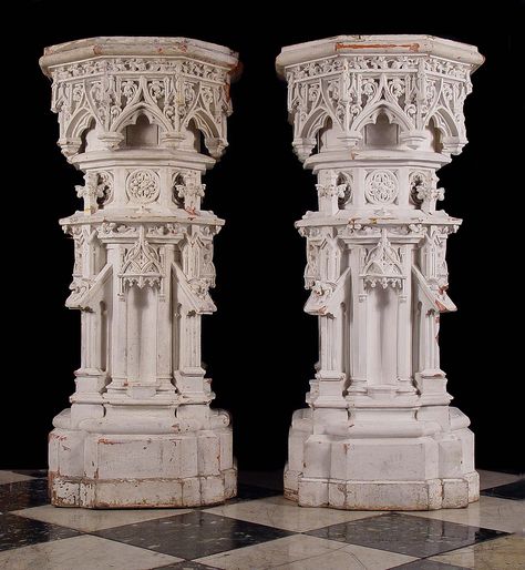 Gothic Column, Gothic Pillar, Medieval Reference, Tulsi Pot, Neo Gothic Architecture, Gothic Library, Styrofoam Art, Historical Sculptures, Gothic Statue