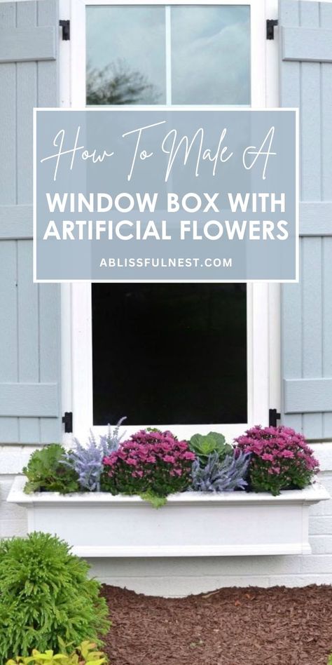 Brighten up your windows and add a touch of personality to your home with this simple tutorial on how to make a window box with artificial flowers. From choosing the right planter to arranging your blooms, we'll guide you through every step. Ready to create a gorgeous window display that will last for seasons to come?  #fauxfloral #homedecor #windowboxideas Fake Flowers For Window Boxes, Make A Window, Window Box Flowers, Window Planters, Farmhouse Windows, Window Planter Boxes, Home Exterior, Window Boxes, Fake Plants