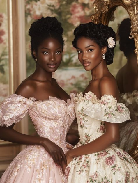 Black Princess Core Aesthetic, 19s Hairstyles, Princess Era Aesthetic, Feminine Style Black Women, Ethereal Black Women, Black Royalty Aesthetic, Modern Princess Outfits, Black Princess Aesthetic, Happy Black Woman