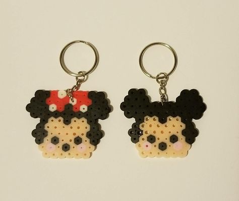 Matching Perler Bead Keychains, Couple Perler Beads, Perler Earrings, Couple Accessories, Keychain Couple, Hamma Beads, Matching Keychains, Melty Beads