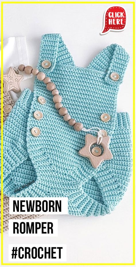 crochet Comfy Newborn Romper easy pattern - Easy Crochet Romper Pattern for Beginners. Click to Get the Pattern #Romper #crochetpattern #crochet via @shareapattern.com Crochet Romper Free Pattern, Crochet Romper Baby Free Pattern, Crochet Baby Romper Free Pattern, Crochet Baby Boy Clothes, Newborn Crochet Patterns Free, Crochet Romper Pattern, Crochet Baby Clothes Boy, Crochet Baby Romper, Boy Crochet Patterns