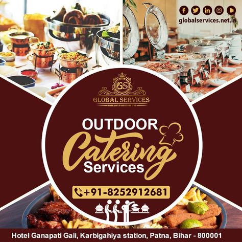 Outdoor catering service.. Call Us :- +91 8320295663/9334555918 #memorable #wedding #photographer #photography #bridal_makeup #makeup #Party #banquetes #anniversary #banquethall #thebest #ringceremony #globalservices #stayathome #staysafe #Patna #Bihar Catering Service Creative Ads, Catering Advertising Ideas, Catering Services Poster, Catering Creative Ads, Catering Poster Design, Catering Background, Catering Poster, Catering Menu Design, Menu Design Layout