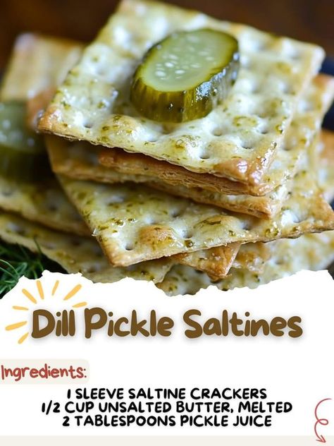 Dill Pickle Saltines, Homemade Pickles Dill, Dried Dill, Heavenly Recipes, Saltine Crackers, Homemade Pickles, Drying Dill, Pickle Juice, Cracker Recipes