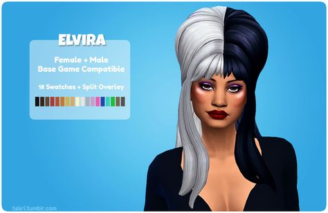 Sims 4 Vampire Hair Maxis Match, Sims 4 Elvira Cc, Elvira Sims 4 Cc, Elvira Hair, Masc Fem, Sims Finds, Ts4 Mods, Cc Folder, Sims Houses