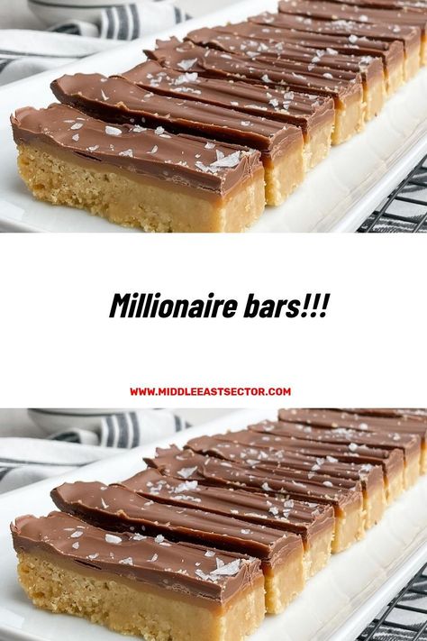 Crisp shortbread meets gooey caramel and a layer of chocolate in these decadent, crowd-pleasing millionaire bars.What’s better than homemade shortbread? The million-dollar version of shortbread: millionaire bars. They’re topped with… #bars #snack #dessert Millionaires Bar Recipe, Million Dollar Bars, Caramel Chocolate Ganache, Millionaire Bars, Homemade Shortbread, Gluten Free Shortbread, Millionaire Shortbread, Gooey Caramel, Quick Healthy Snacks