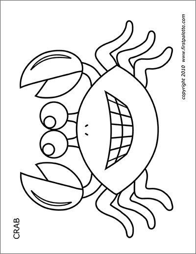 Octopus | Free Printable Templates & Coloring Pages | FirstPalette.com Sea Animal Printables Free, Crab Coloring Page Free Printable, Crab Templates Free Printable, Under The Sea Coloring Pages Free, Octopus Template Free Printable, Seahorse Template Free Printable, Free Fish Printables, Fish Printables Free, Free Animal Printables