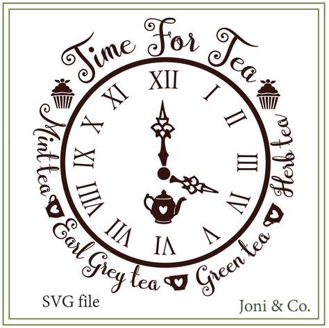 Tea Svg, Clock Svg, Pyrography Ideas, Wood Burning Stencils, Wall Art Vinyl, Kitchen Svg, Tea Quotes, Coaster Art, Tea Glasses