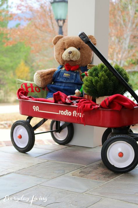 Nahum 1 7, Bear Decorations, Teddy Christmas, Holiday Crafts Diy, Radio Flyer, Christmas Tours, Christmas Tree Decorations Diy, Red Wagon, Set Ideas