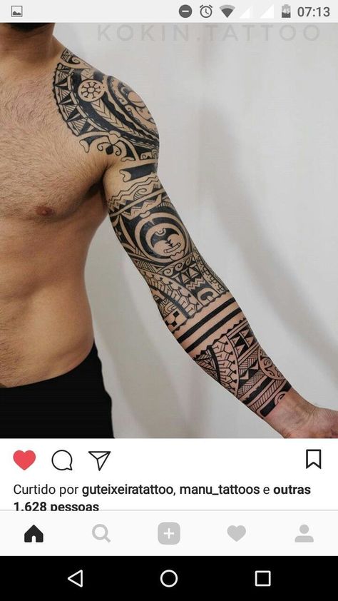 Maori Tattoo Arm, Polynesian Tattoo Sleeve, Tatuaje Trash Polka, Forearm Band Tattoos, Polynesian Tattoo Designs, Maori Tattoo Designs, Geniale Tattoos, Full Sleeve Tattoos, Arm Sleeve Tattoos