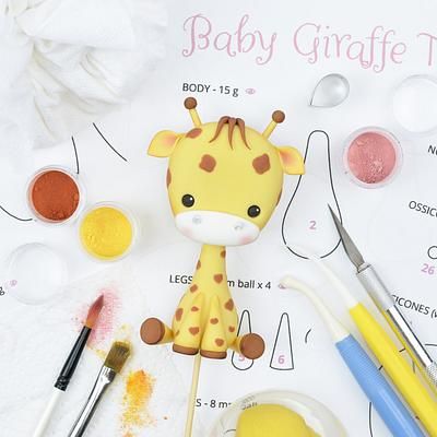 Clay Giraffe, Fondant Giraffe, Giraffe Cake Topper, Dough Art, Giraffe Cake, Soul Cake, Giraffe Cakes, Animal Birthday Cakes, Fondant Cake Designs