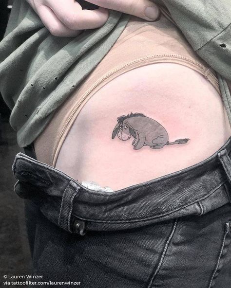 Disney Characters Cartoon, Baby Eeyore, Eeyore Tattoo, Winnie The Pooh Tattoo, Pooh Tattoo, Lilo And Stitch Tattoo, Fandom Tattoos, Matching Bff Tattoos, Characters Disney