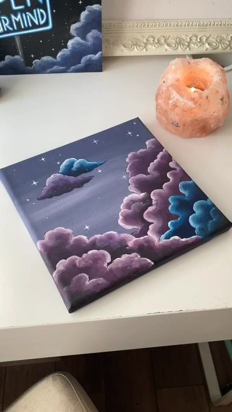 Aesthetic Cute Painting Ideas, Canvas Stencil Ideas, Calming Painting Ideas, Acrylic Painting Ideas On Canvas Aesthetic, East Painting Ideas Beginners, Easy To Paint Canvas Ideas, Positive Paintings, Kanvas Art, Witchy Painting