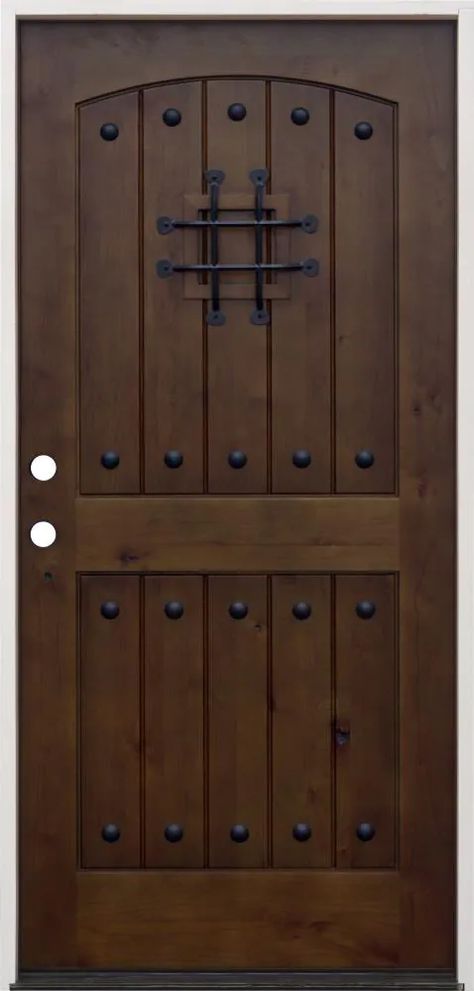 Creative Entryways 36-in x 80-in Wood Right-Hand Inswing Walnut Alder Stained Prehung Single Front Door in the Front Doors department at Lowes.com Speakeasy Door, Single Front Door, Double Front Entry Doors, Front Entry Door, Rustic Front Door, Craftsman Door, Stained Doors, Wood Entry Doors, Wood Front Doors