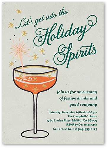 Retro Cocktail 5x7 Stationery Card by Yours Truly | Shutterfly Christmas Cocktail Party Invitations, Corporate Holiday Party Themes, Classy Christmas Party, Fancy Holiday Party, Vintage Christmas Party, Holiday Party Inspiration, Cocktail Party Themes, Corporate Holiday Party, Cocktail Party Invitation