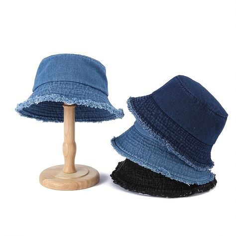 Faster shipping. Better service Jean Bucket Hat, Sombrero Cowboy, Bob Chapeau, Bucket Hat Style, Denim Bucket Hat, Riding Hats, Fisherman Hat, Anti Frizz Products, Bucket Hats