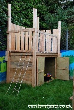 Power Wheels Garage underneath Kids Shed, Kids Climbing Frame, Outdoor Yard Ideas, Kids Cubby Houses, Kids Forts, Outdoor Play Spaces, Natural Play, Build Design, Outdoor Play Areas