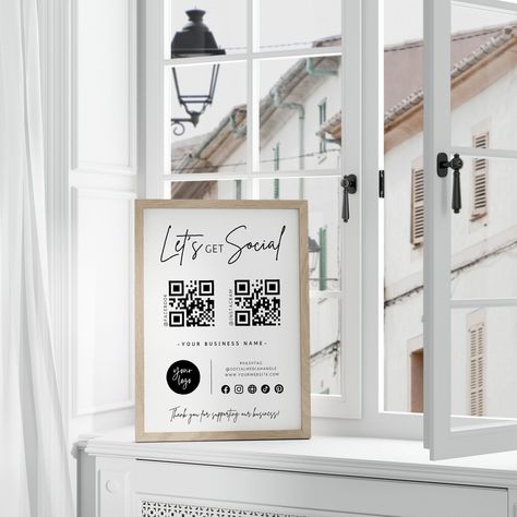 Social Media Small Business, Small Business Signs, Qr Code Sign, Diy Instagram, Social Media Signs, Template Social Media, Beauty Salons, Instagram Diy, Hair Salons