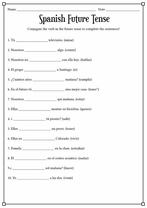 Spanish Future Tense, Spanish Preterite Tense, Spanish Conjugation, Future Tense Spanish, Spanish Reflexive Verbs, Common Spanish Words, Past Tense Worksheet, Spanish Verb Conjugation, Classroom 2023