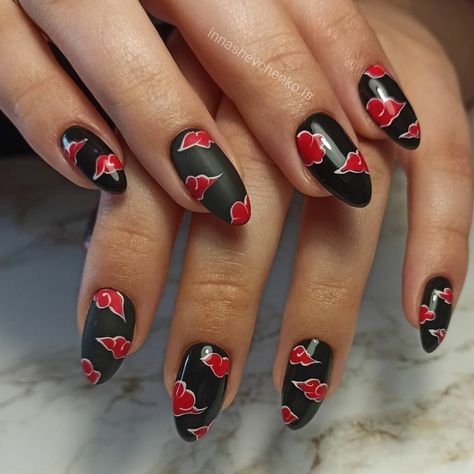 Akatsuki #halloweendecor #halloweenideas #halloween Akatsuki Nail Art, Akatsuki Nails, Naruto Nails, Opal Nails, Water Nails, Mens Nails, Henna Tattoo Designs Simple, Anime Nails, Painted Nails