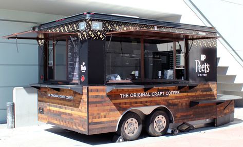 Food truck / coffee shop trailer on wheels. We help you make your business BIG  on tiny wheels. http://www.garciaarchitects.com/big-business-on-tiny-wheels Coffee Shop On Wheels Ideas, Food Truck Coffee Ideas, Food Truck Cafe Coffee Shop, Coffee Food Trailer, Black Food Trailer, Taco Trailer Ideas, Coffee On Wheels, Coffee Shop On Wheels, Cafe On Wheels