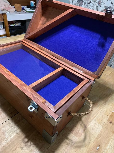 Military Chest and Shadow Box with Flag Display on Lid | Etsy Military Shadow Box Ideas, Airforce Shadow, Memorabilia Storage, Sea Chest, Army Retirement, Military Box, Patches Display, Military Shadow Box, Memorial Table