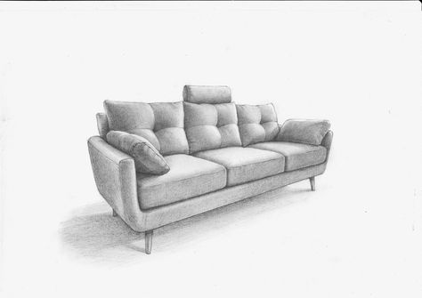 2 Point Perspective Furniture, Perspective Furniture, Sofa Drawing, Drawing Furniture, Furniture Design Sketches, Minimalist Sofa, Rustic Wood Furniture, Architecture Design Drawing, Point Perspective