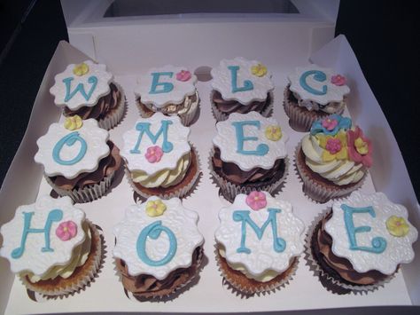 Welcome Home Gift Box  Candy Cupcake, 92 Marchmont Crescent, Edinburgh, EH9 1HD  www.candycupcake.co.uk  elaine@candycupcake.co.uk  0131 446 0907  https://www.facebook.com/CandyCupcakeEdinburgh Welcome Back Cupcakes, Welcome Home Cupcakes, Welcome Home Cupcakes Ideas, Welcome Back Home, Candy Cupcake, Romantic Ideas, Baking Ideas, Welcome Home, Cake Cookies