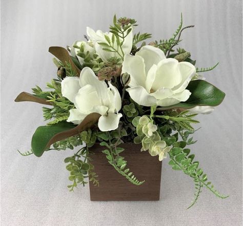 Magnolia Flower Arrangement, Magnolia Arrangement, Magnolia Wreaths, Magnolia Centerpiece, Peonies Centerpiece, Rustic Arrangements, Filler Flowers, Spring Flower Arrangements, Silk Arrangements