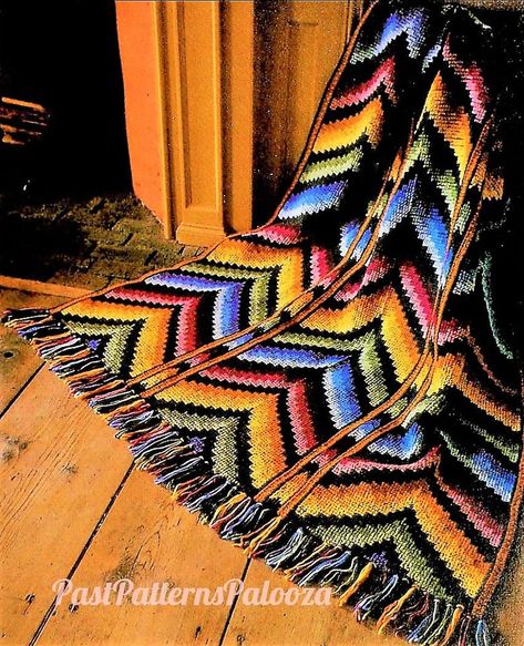 Chevron Afghan, Afghan Stitch, Ripple Afghan, Vintage Crochet Patterns, Vintage Crochet Pattern, Jewel Colors, Manta Crochet, Afghan Patterns, Afghan Pattern