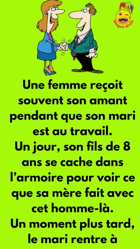 BLAGUE SUR FAIT SOMBRE ICI Une femme reçoit souvent son amant pendant que son mari est au travail. Un jour, son fils de 8 ans se cache dans l'armoire pour voir ce que sa mère fait avec cet homme-là. Un moment plus tard, le mari rentre à l'improviste. Paniquée, la femme cache son amant, dans Disney World Facts, Vieux Couples, Construction Fails, Funny Wedding Photos, Movie Facts, Baby Crying, Grand Art, Laughing So Hard, Vaseline