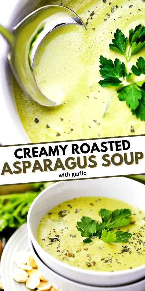 Sopas Light, Garlic Asparagus, Asparagus Soup, Savory Soups, Roasted Asparagus, Asparagus Recipe, Soup And Sandwich, Healthy Soup, Gumbo