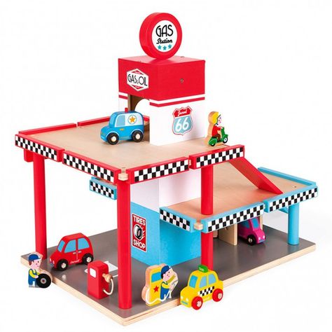 Garaje estación de servicio de madera - Janod Station Service, Crayon Set, Traditional Toys, Woodworking For Kids, Toy Maker, Lego Pieces, Wooden Car, Wooden Accessories, Lego Toys