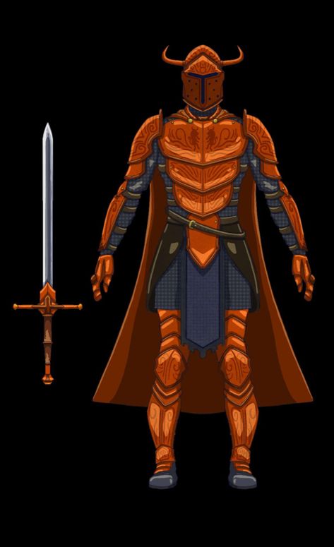 Early concept of the armor worn by the Lord Commander of the Orange Knights Knight Commander, Orange Knight, Lord Commander, Armor Design, Knight Armor, Art Characters, Knights, Samurai Gear, The Lord