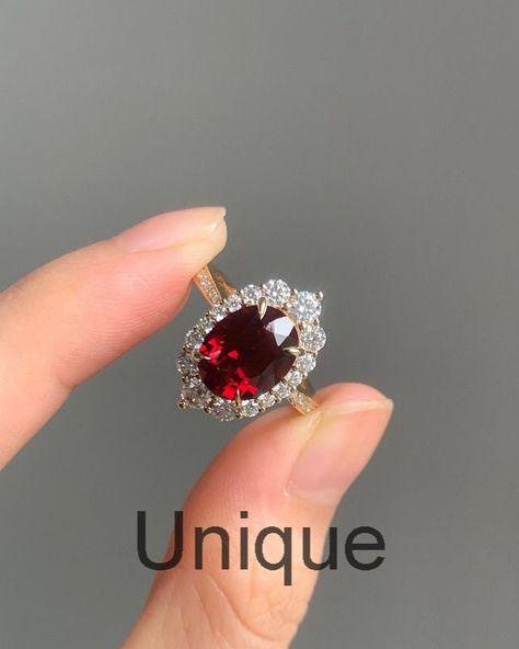 Girlfriend Ring, Red Gemstone Ring, Garnet And Diamond Ring, Red Garnet Ring, Women's Rings, Birthday Ring, Red Gemstones, Garnet Ring, Royal Wedding