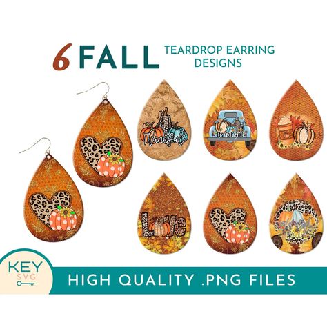 Earring Sublimation Designs, Thanksgiving Earrings, Earring Sublimation, Earrings Fall, Pumpkin Earrings, Silhouette Machine, It's Fall, Hello Autumn, Tear Drop