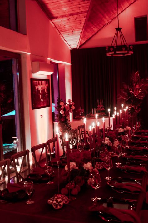 Red is the ultimate cure for sadness. Red Wine Party Aesthetic, Christmas Table Set Up, Red Cup Party, Red Party Themes, Dante Inferno, Dance Party Decorations, Red Events, Coquette Party, Wine Party Theme