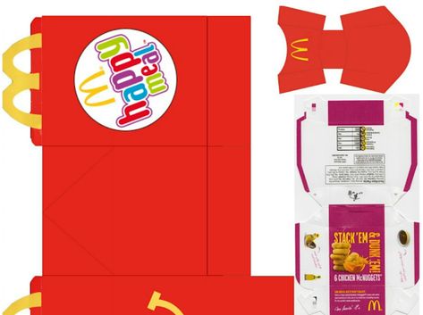 Box Templates Printable Free, Mcdonalds Birthday Party, Printable Diy Crafts, Happy Meal Box, Box Template Printable, Crayola Markers, Printable Box, Paper Toys Template, Diy Doll Miniatures