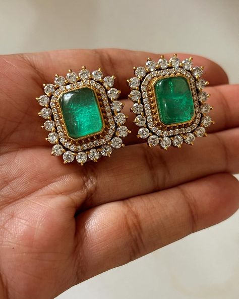 Let your earrings speaks about you. #studs #earrings #trendingpost #jewellerydesign #goldalikejewellery #jewellerywholesaler #jewellerywholesale #premiumquality Tops Earrings, Diamond Earrings Indian, Diamond Tops, Emerald Earrings Studs, Antique Bridal Jewelry, Indian Jewellery Design Earrings, Bangles Jewelry Designs, Diamond Jewelry Designs, Jewelry Design Earrings