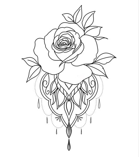 Rosa com ornamental desenho Mandala Arm Tattoos, Small Dragon Tattoos, P Tattoo, Small Finger Tattoos, Rose Tattoos For Women, Blue Rose Tattoos, Tattoo Outline Drawing, Ornamental Tattoo, Lace Tattoo