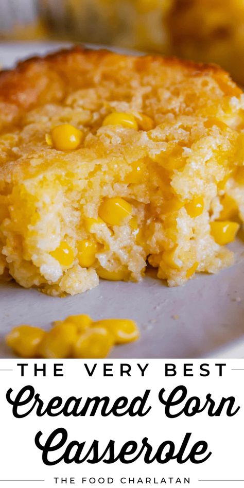 Corn Casserole With Jiffy, Jiffy Corn Pudding, Cornbread With Creamed Corn, Sweet Creamed Corn, Easy Creamed Corn, Creamed Corn Casserole, Sweet Cream Corn, Creamed Corn Casserole Recipe, Creamed Corn Cornbread