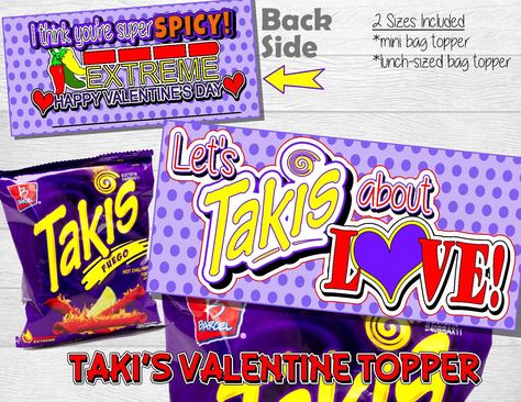 Taki Valentines For Kids, I Love Our Friend Chip Valentines, Chips Valentines Free Printable, Pixie Stick Valentine, Chips Ahoy Valentine Free Printables, Valentine Topper, Takis Chips, Valentines Toppers, Valentinstag Party