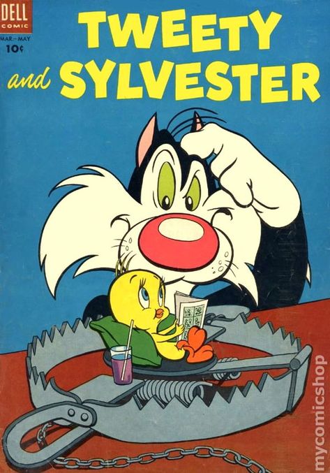 Tweety and Sylvester (1954 Dell) 4 Tweety And Sylvester, Vintage Disney Posters, Old Posters, Dell Comic, American Comic, Old Comic Books, Graphic Posters, Disney Posters, Classic Cartoon Characters