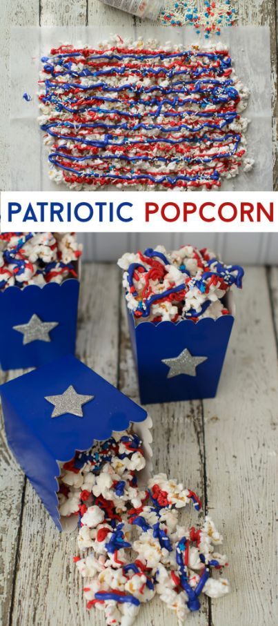 Blue Popcorn Recipe, Patriotic Popcorn, Popcorn Dessert, Memorial Day Foods, Patriotic Food, Patriotic Desserts, 4th Of July Desserts, Fourth Of July Food, Popcorn Recipes