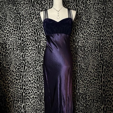 90’s Prom Dresses, Emo Prom, 90s Velvet Dress, Gothic Emo, Satin Maxi, Satin Maxi Dress, Purple Velvet, Velvet Dress, So Beautiful