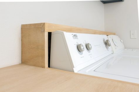 SIMPLE WASHER/DRYER LEDGE – With Love, Mercedes Washer Dryer Shelf, Plywood Countertop, Feeling Meh, Laundry Room Countertop, Blue Laundry Rooms, Laundry Room Storage Shelves, Wooden Countertops, Easy Diys, Pocket Screws