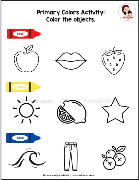 Primary Colors Worksheets For Preschool, Primary Colors Worksheet, Colors Worksheet, September Preschool, Color Worksheet, Preschool Color Activities, Color Worksheets For Preschool, Worksheet For Kindergarten, Preschool Pictures