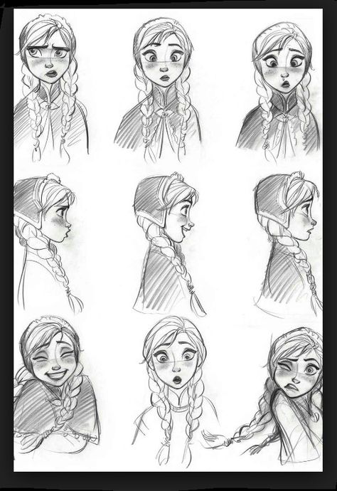 Frozen sketches of anna Disney Expressions, Disney Style Drawing, Mouth Cartoon, Character Design Disney, Concept Art Landscape, Disney Art Style, Comic Sketch, Facial Expressions Drawing, Arte Occulta